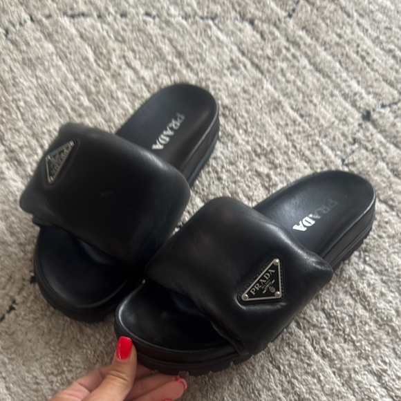 Prada Black Slide Sandals size 38.5 - Picture 1 of 6